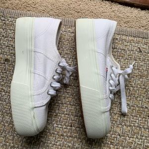 Superga white platform sneakers